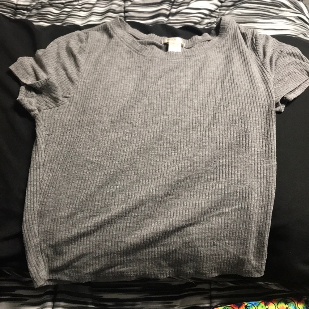 Gray Knit Crop Top